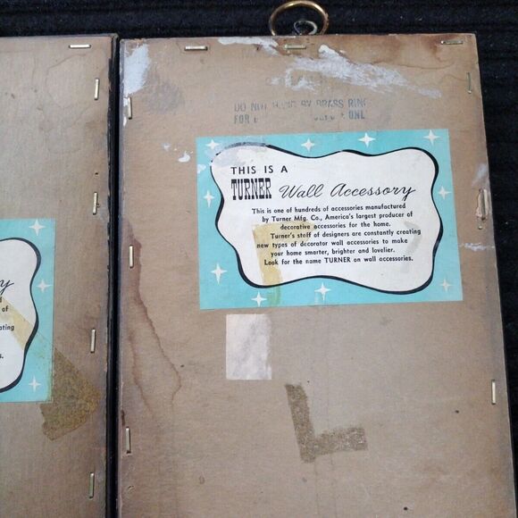 Vintage Turner Wall Accessory Framed Art Set of 2 Pedestal Busts MCM Wall Decor - Picture 9 of 11